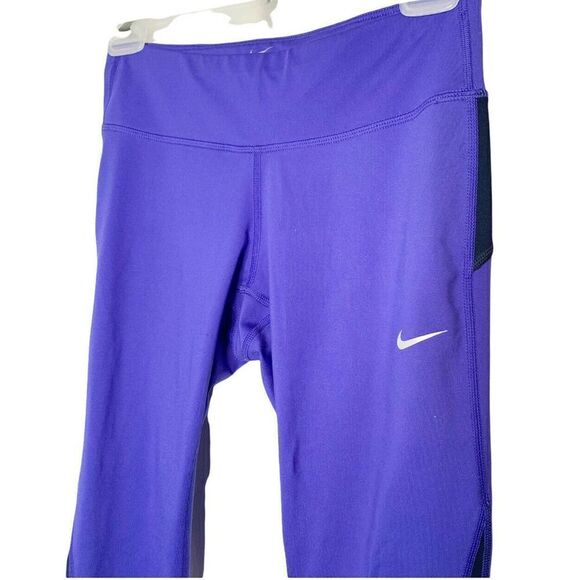Nike Dri-Fit Women’s Capri Purple/Periwinkle Running Leggings Small Drawstring - Picture 3 of 10